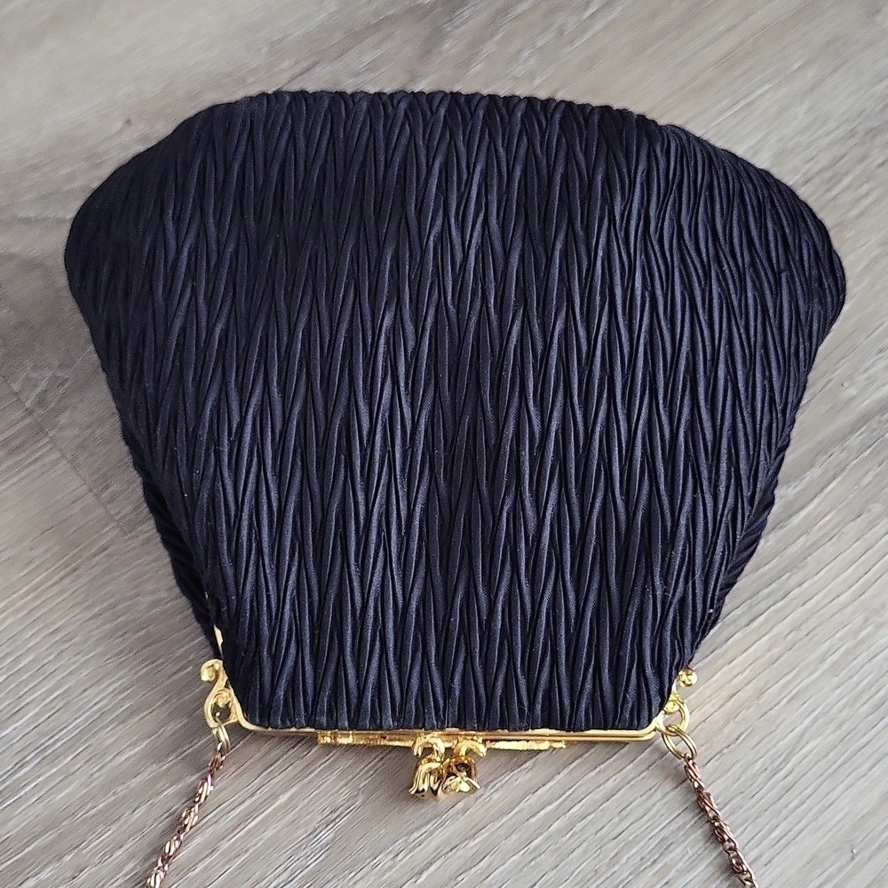 Goldco Vintage Black Pleated Evening Bag - Picture 5 of 11